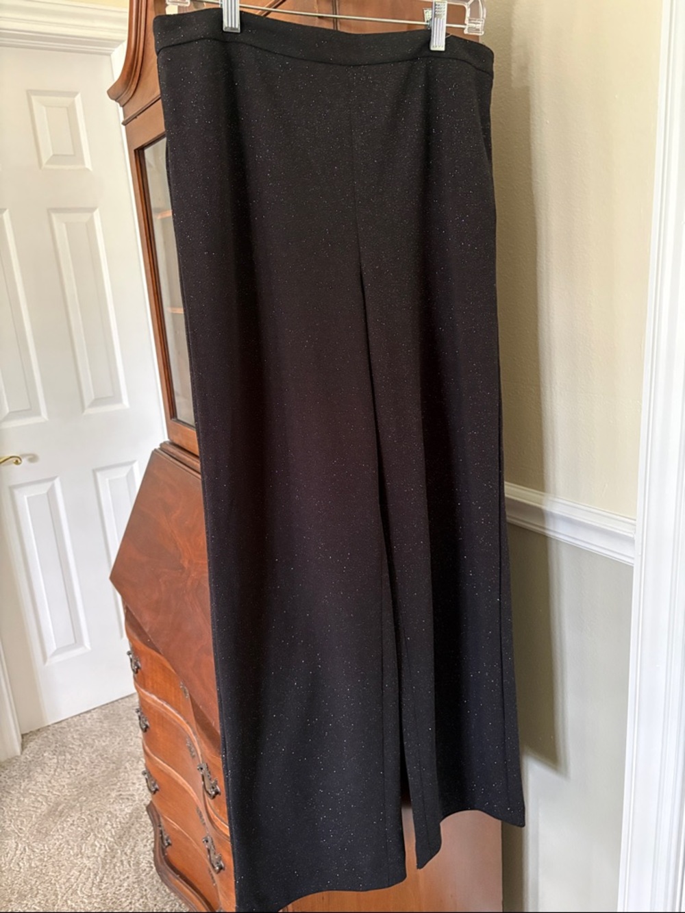 *Talbots Black Sparkle Knit Wide Leg Trousers Pants Dressy Wedding Parties